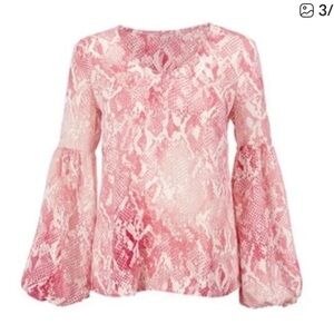 Cabi 5708 Bethany Snake Print Pink Blouse L
